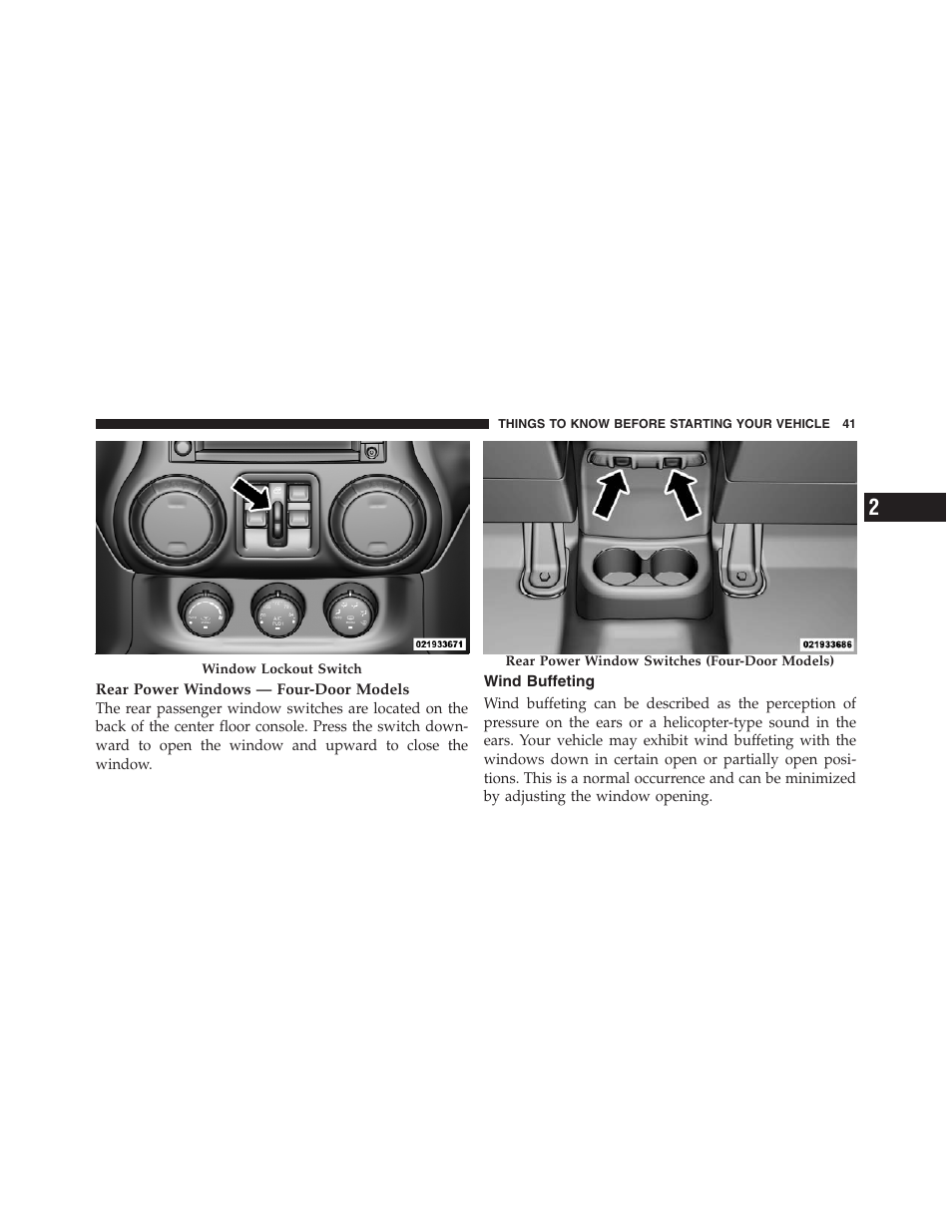 Wind buffeting | Jeep 2012 Wrangler Unlimited - Owner Manual User Manual | Page 43 / 613