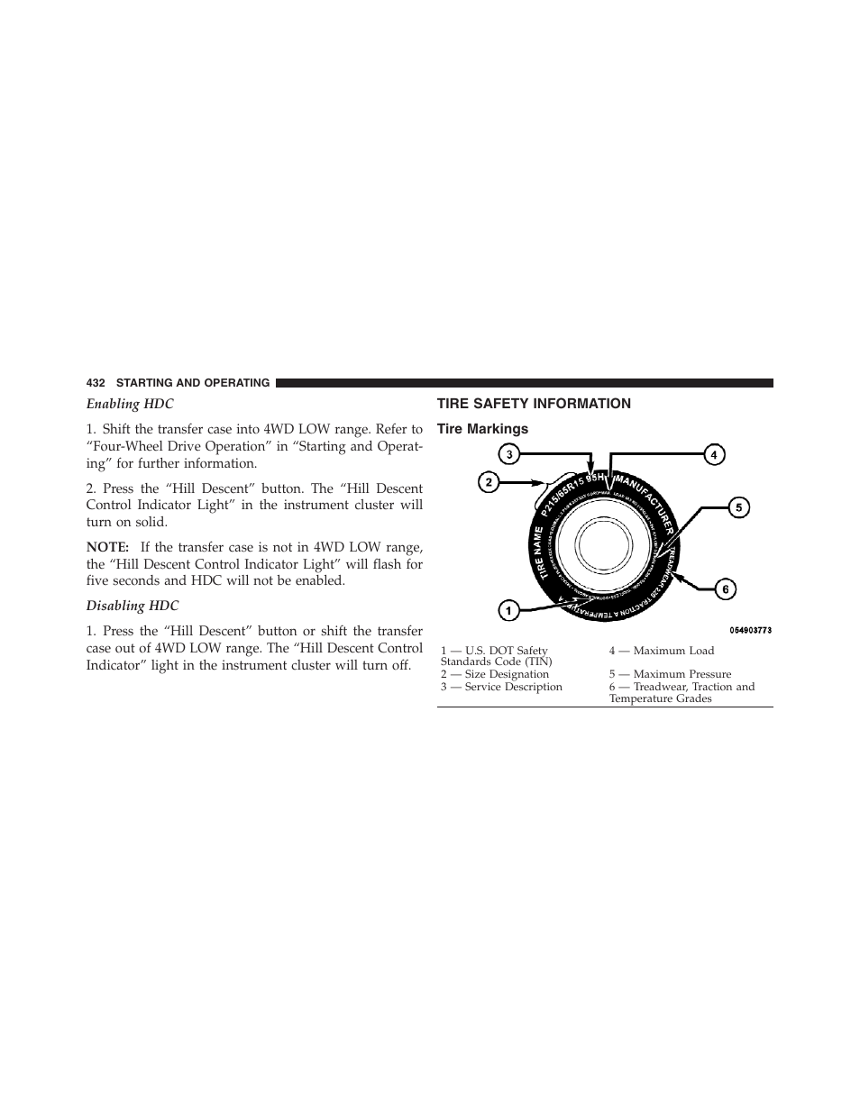 Tire safety information, Tire markings | Jeep 2012 Wrangler Unlimited - Owner Manual User Manual | Page 434 / 613