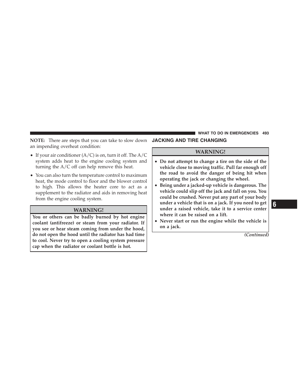 Jacking and tire changing | Jeep 2012 Wrangler Unlimited - Owner Manual User Manual | Page 495 / 613