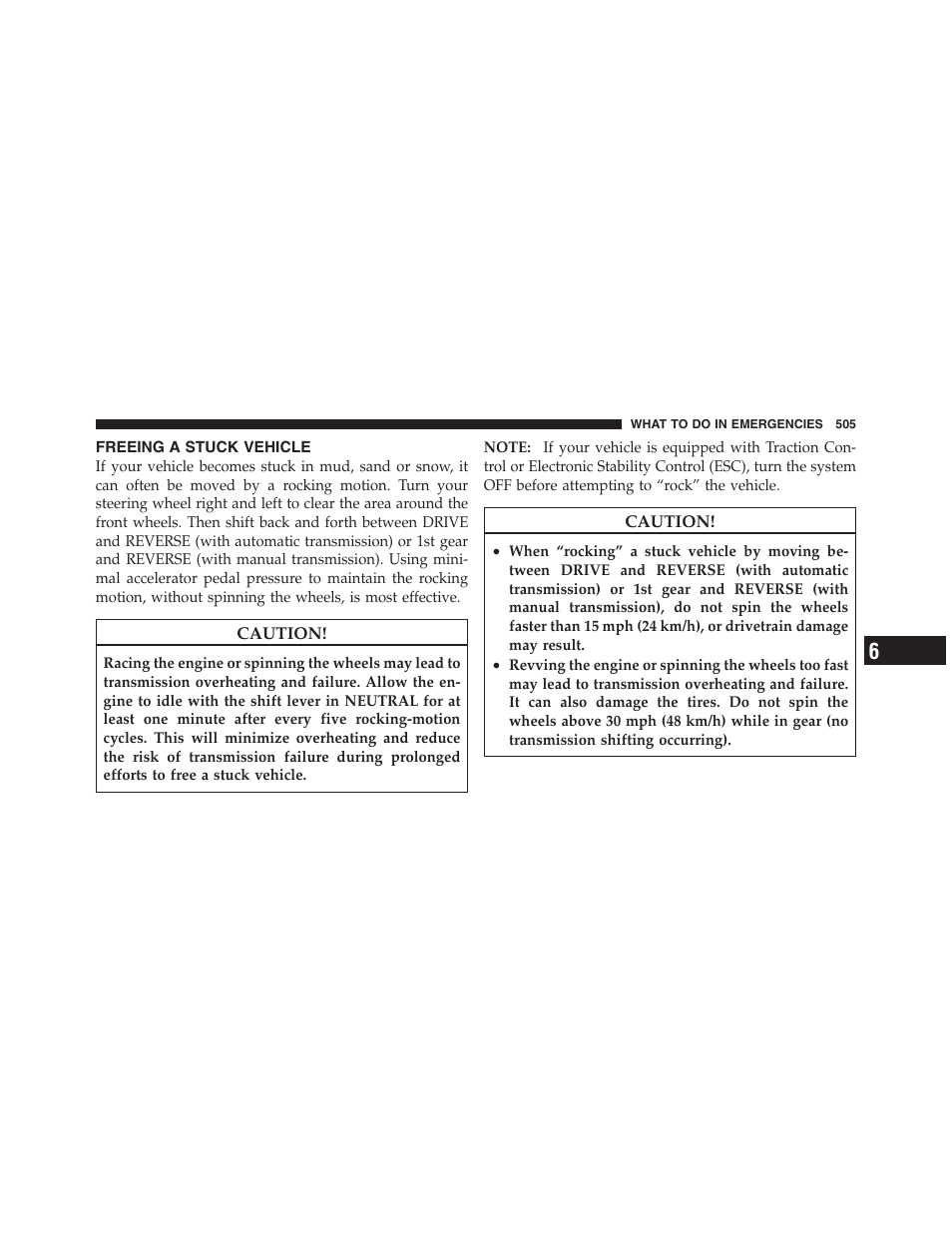 Freeing a stuck vehicle | Jeep 2012 Wrangler Unlimited - Owner Manual User Manual | Page 507 / 613