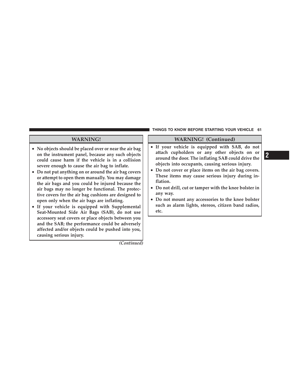 Jeep 2012 Wrangler Unlimited - Owner Manual User Manual | Page 63 / 613