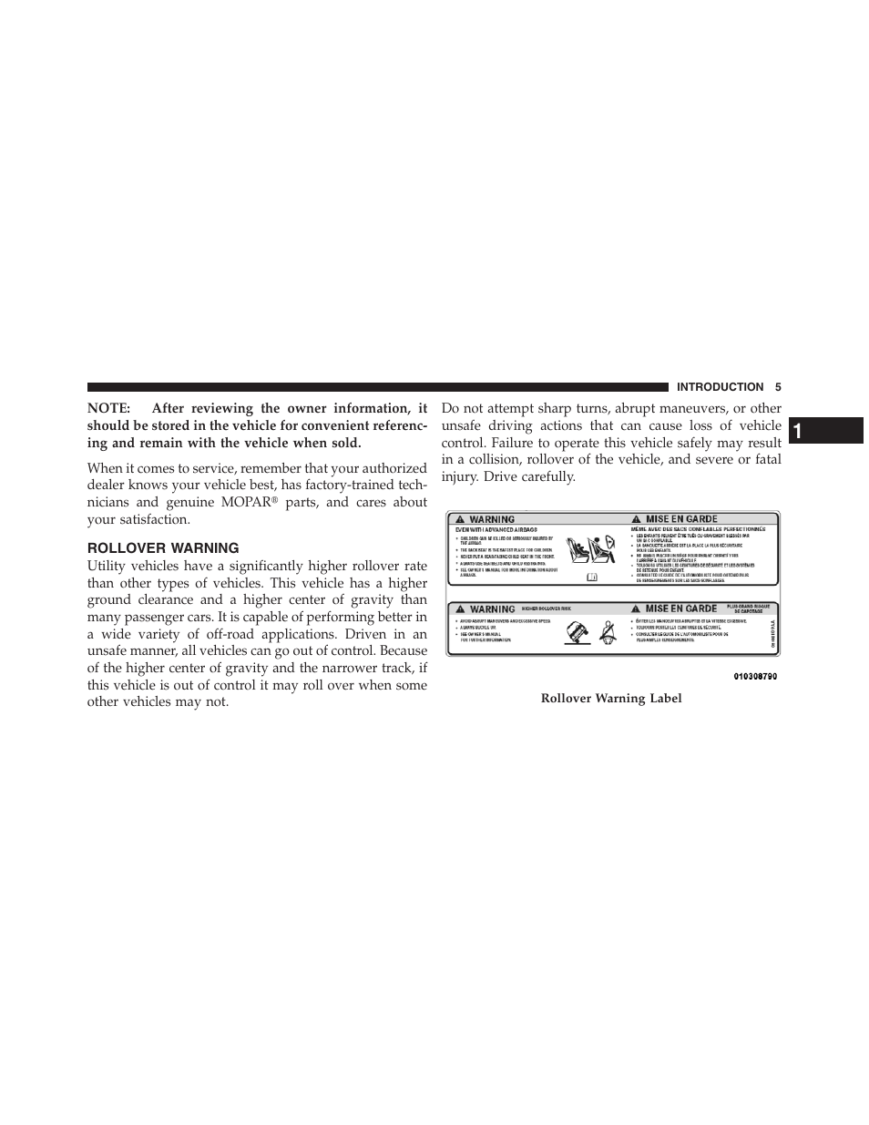 Rollover warning | Jeep 2012 Wrangler Unlimited - Owner Manual User Manual | Page 7 / 613