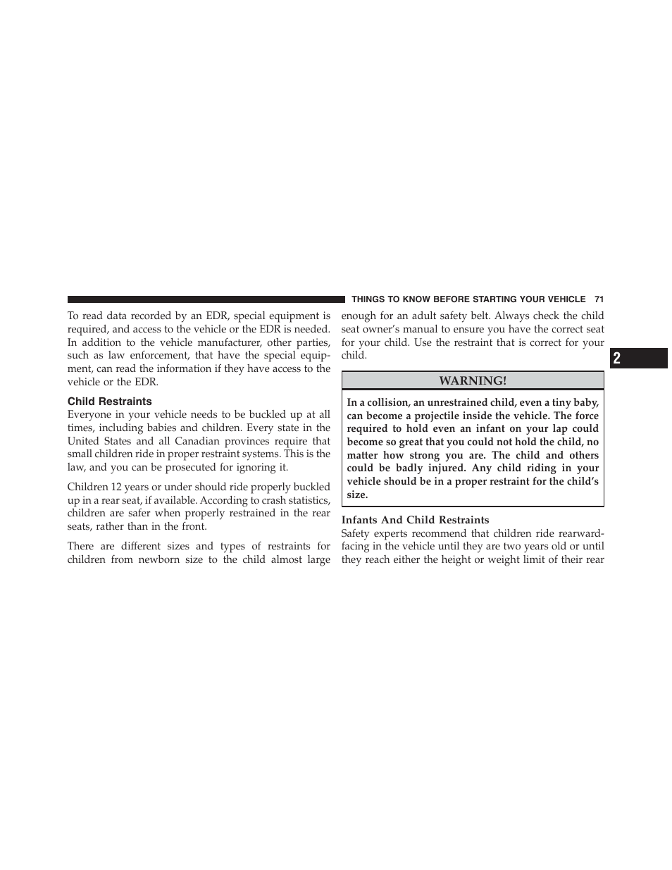 Child restraints | Jeep 2012 Wrangler Unlimited - Owner Manual User Manual | Page 73 / 613
