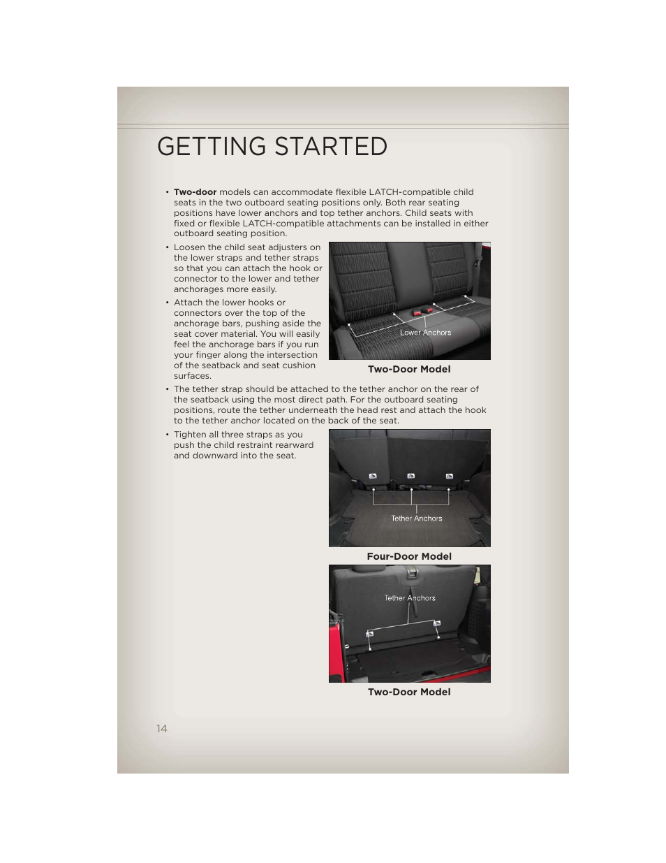 Getting started | Jeep 2012 Wrangler Unlimited - User Guide User Manual | Page 16 / 124