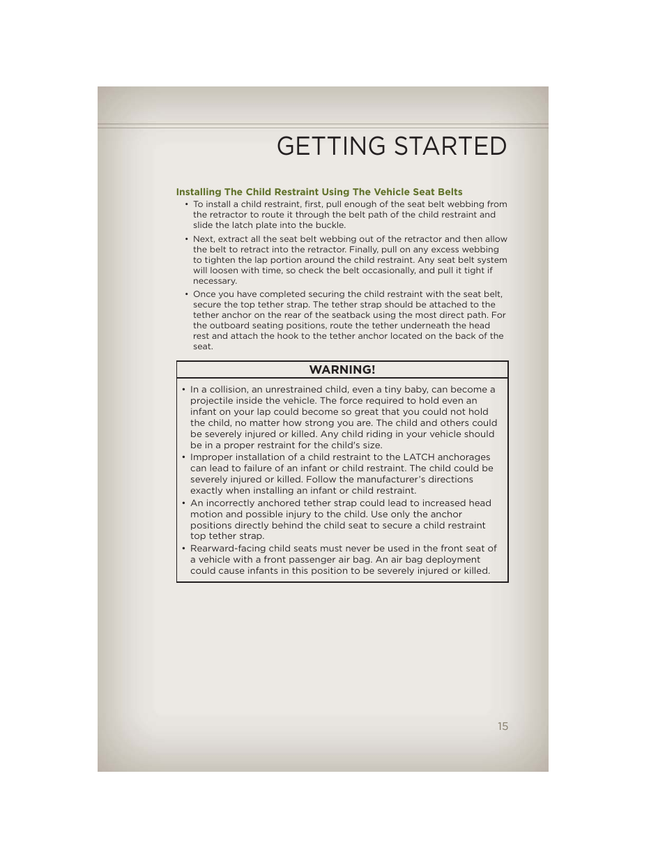Getting started | Jeep 2012 Wrangler Unlimited - User Guide User Manual | Page 17 / 124
