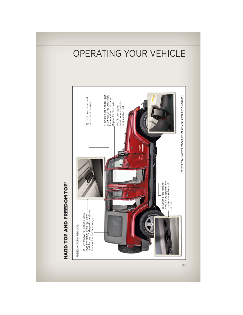 Hard top and freedom top, Operating your vehicle | Jeep 2012 Wrangler Unlimited - User Guide User Manual | Page 33 / 124