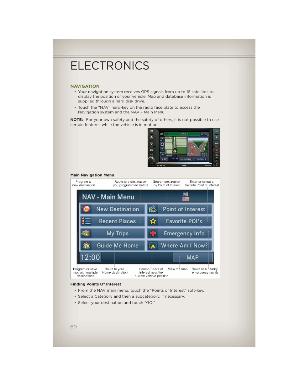 Navigation, Electronics | Jeep 2012 Wrangler Unlimited - User Guide User Manual | Page 62 / 124