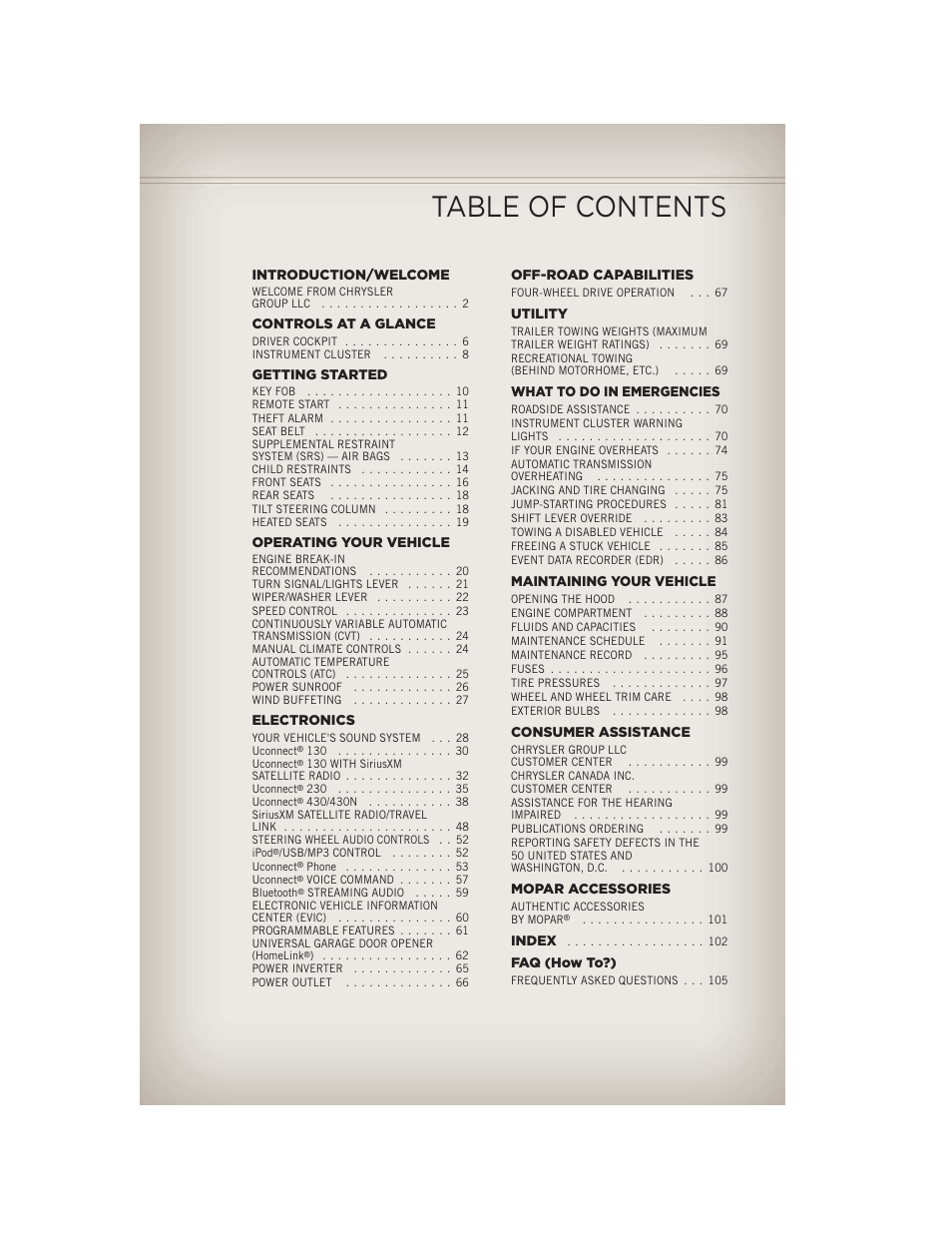Jeep 2013 Compass - User Guide User Manual | Page 3 / 116
