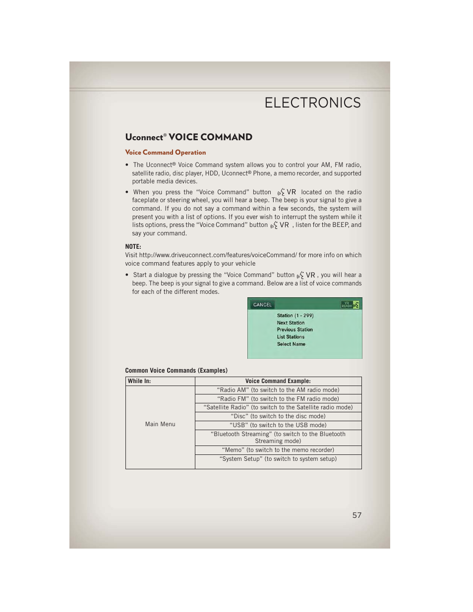 Uconnect® voice command, Voice command operation, Uconnect | Voice command, Electronics | Jeep 2013 Compass - User Guide User Manual | Page 59 / 116