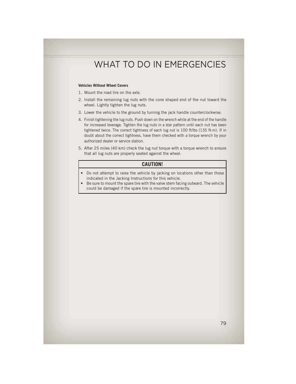 What to do in emergencies | Jeep 2013 Compass - User Guide User Manual | Page 81 / 116