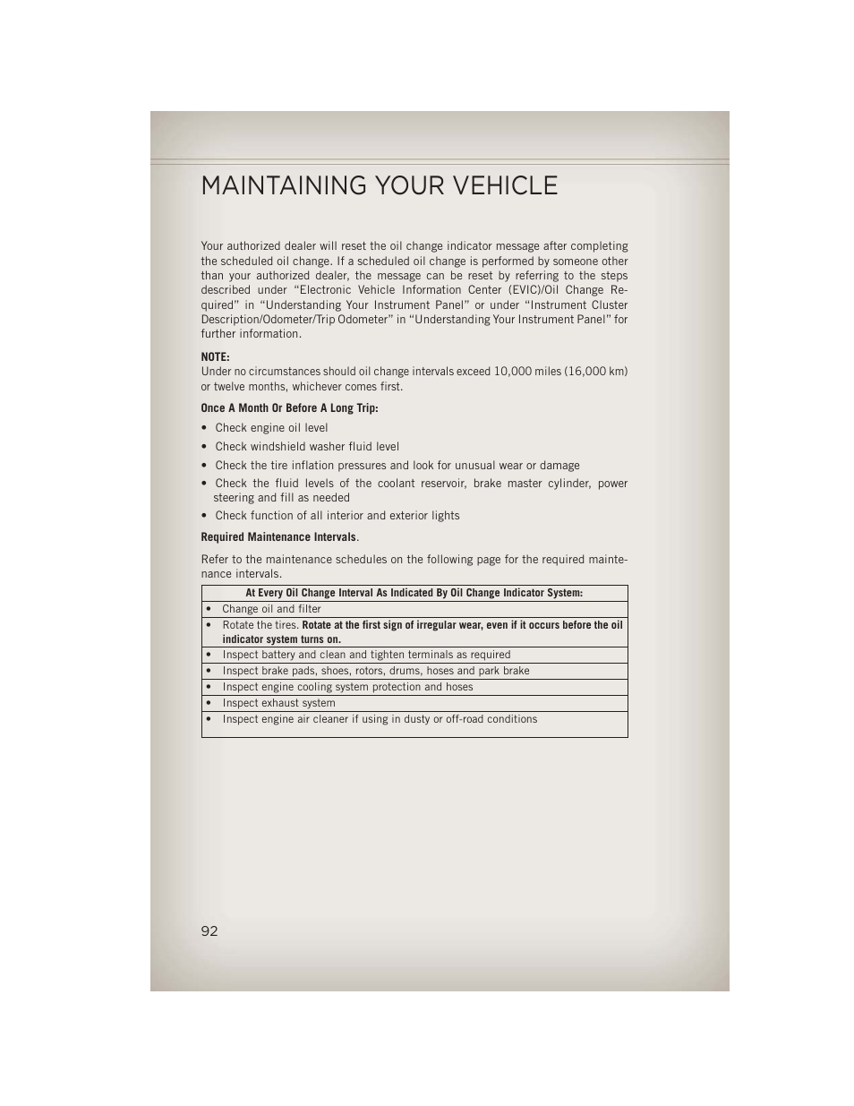 Maintaining your vehicle | Jeep 2013 Compass - User Guide User Manual | Page 94 / 116