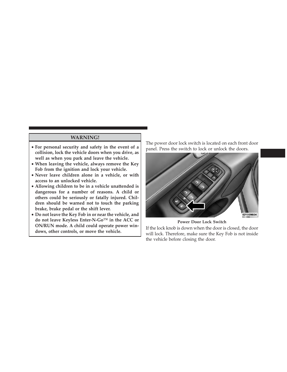 Power door locks | Jeep 2013 Grand Cherokee SRT - Owner Manual User Manual | Page 35 / 641