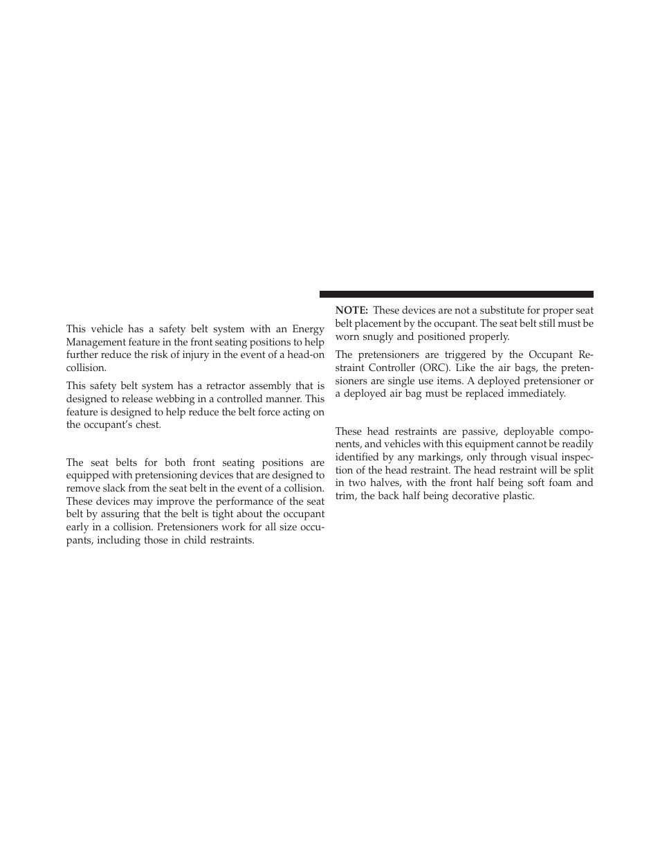 Energy management feature, Seat belt pretensioners, Supplemental active head restraints (ahr) | Jeep 2013 Grand Cherokee SRT - Owner Manual User Manual | Page 64 / 641