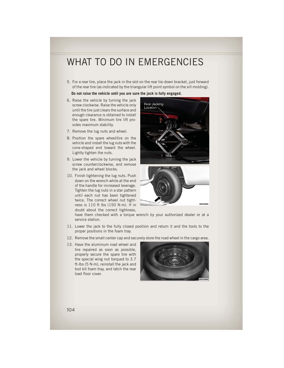 What to do in emergencies | Jeep 2013 Grand Cherokee - User Guide User Manual | Page 106 / 148