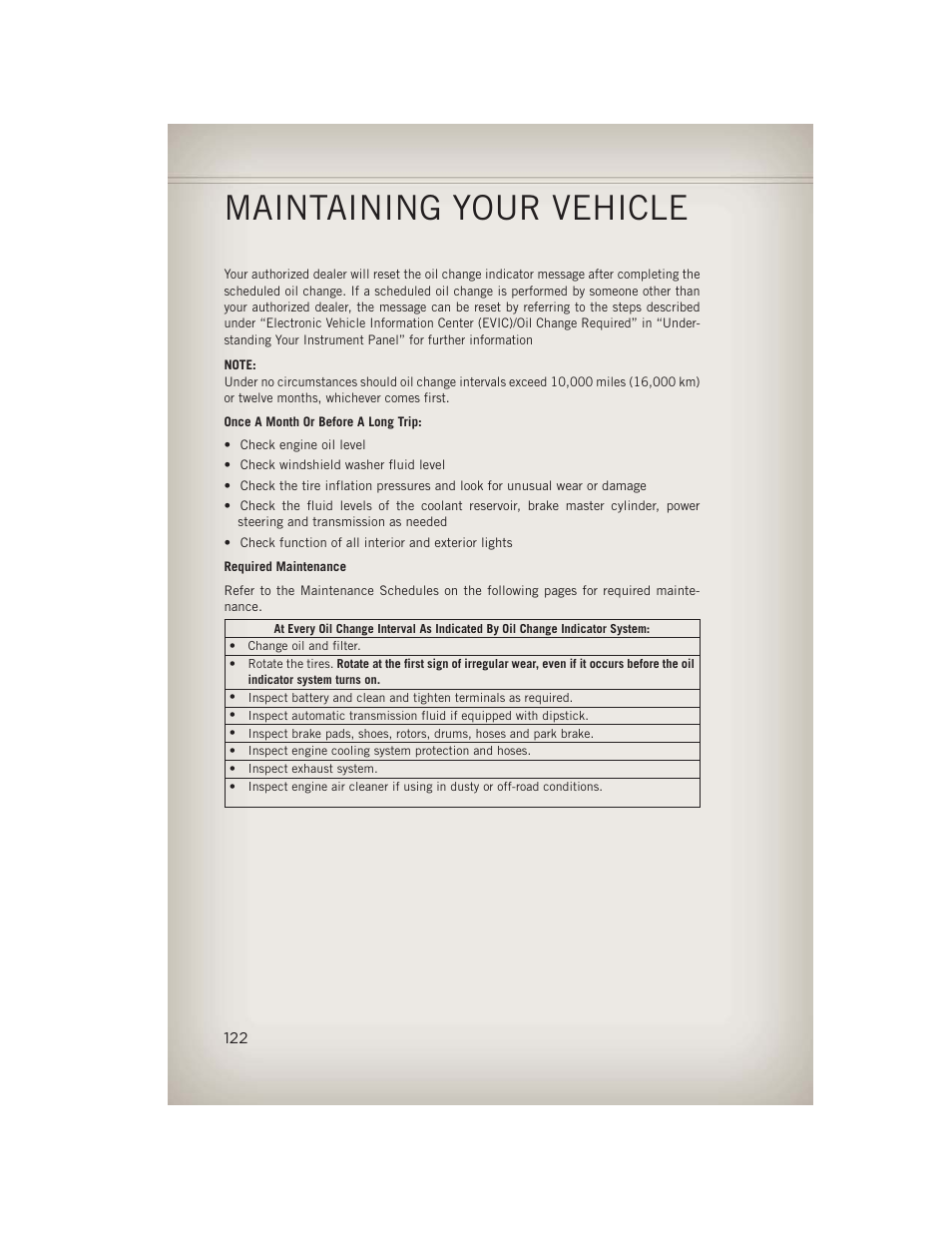 Maintaining your vehicle | Jeep 2013 Grand Cherokee - User Guide User Manual | Page 124 / 148