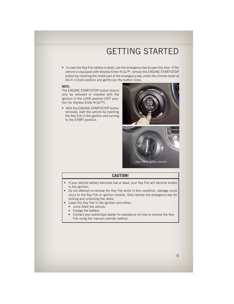 Getting started | Jeep 2013 Grand Cherokee - User Guide User Manual | Page 13 / 148
