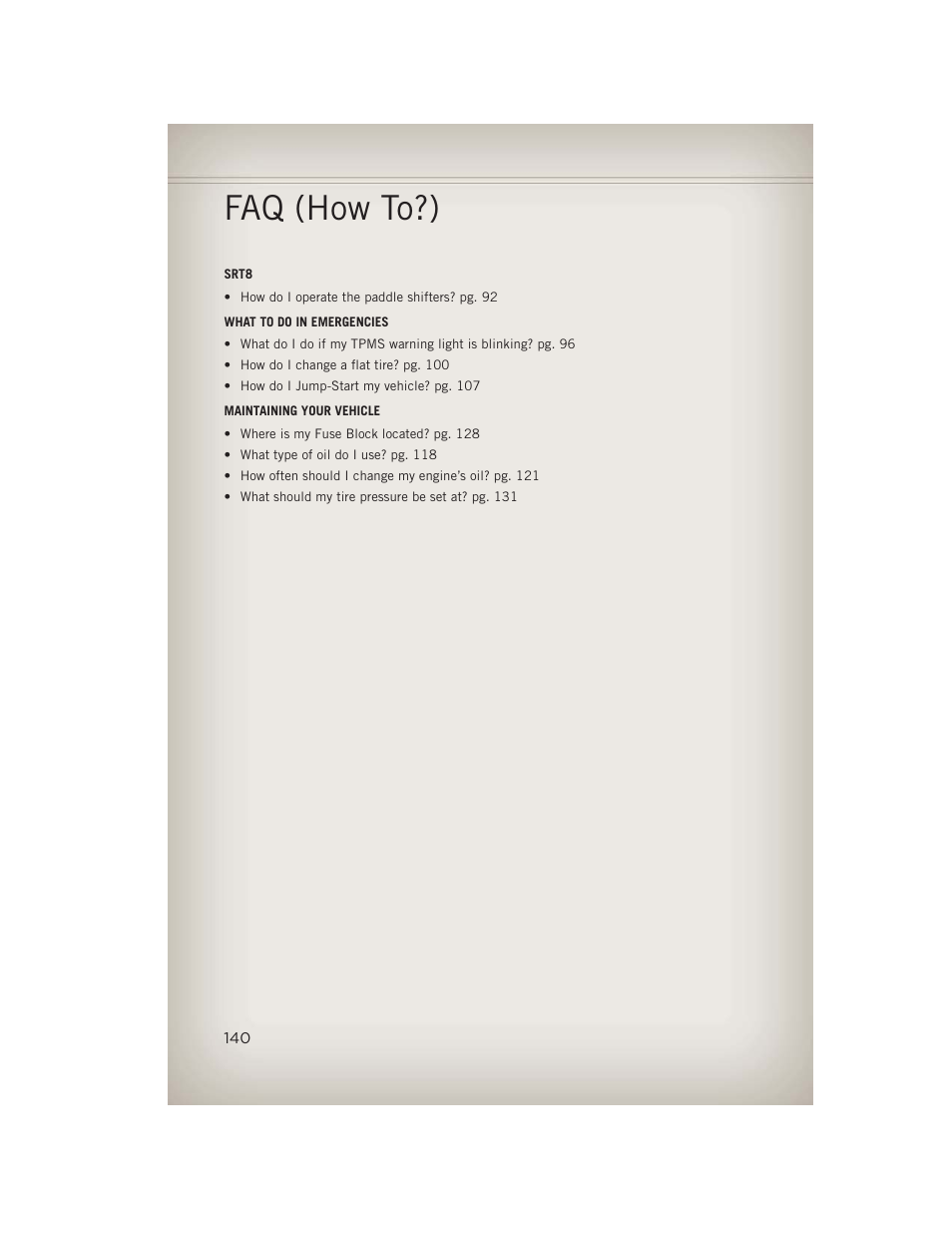 Faq (how to?) | Jeep 2013 Grand Cherokee - User Guide User Manual | Page 142 / 148