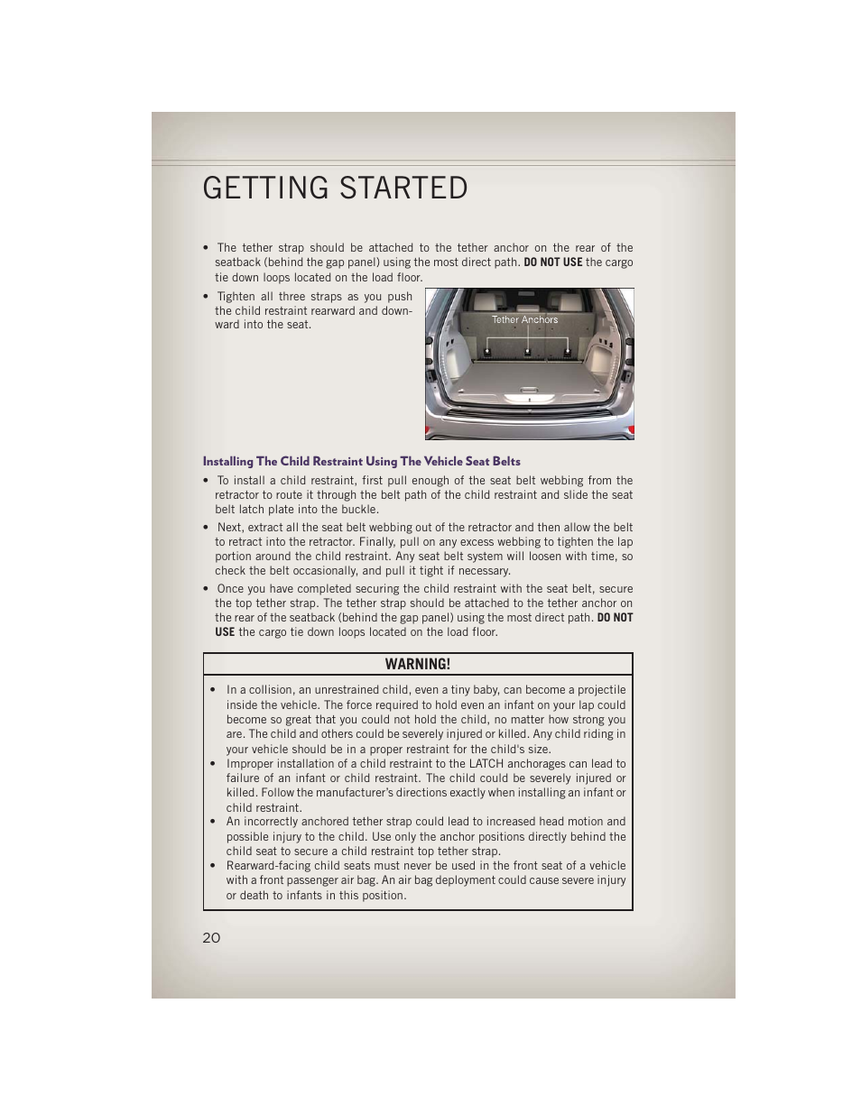 Getting started | Jeep 2013 Grand Cherokee - User Guide User Manual | Page 22 / 148