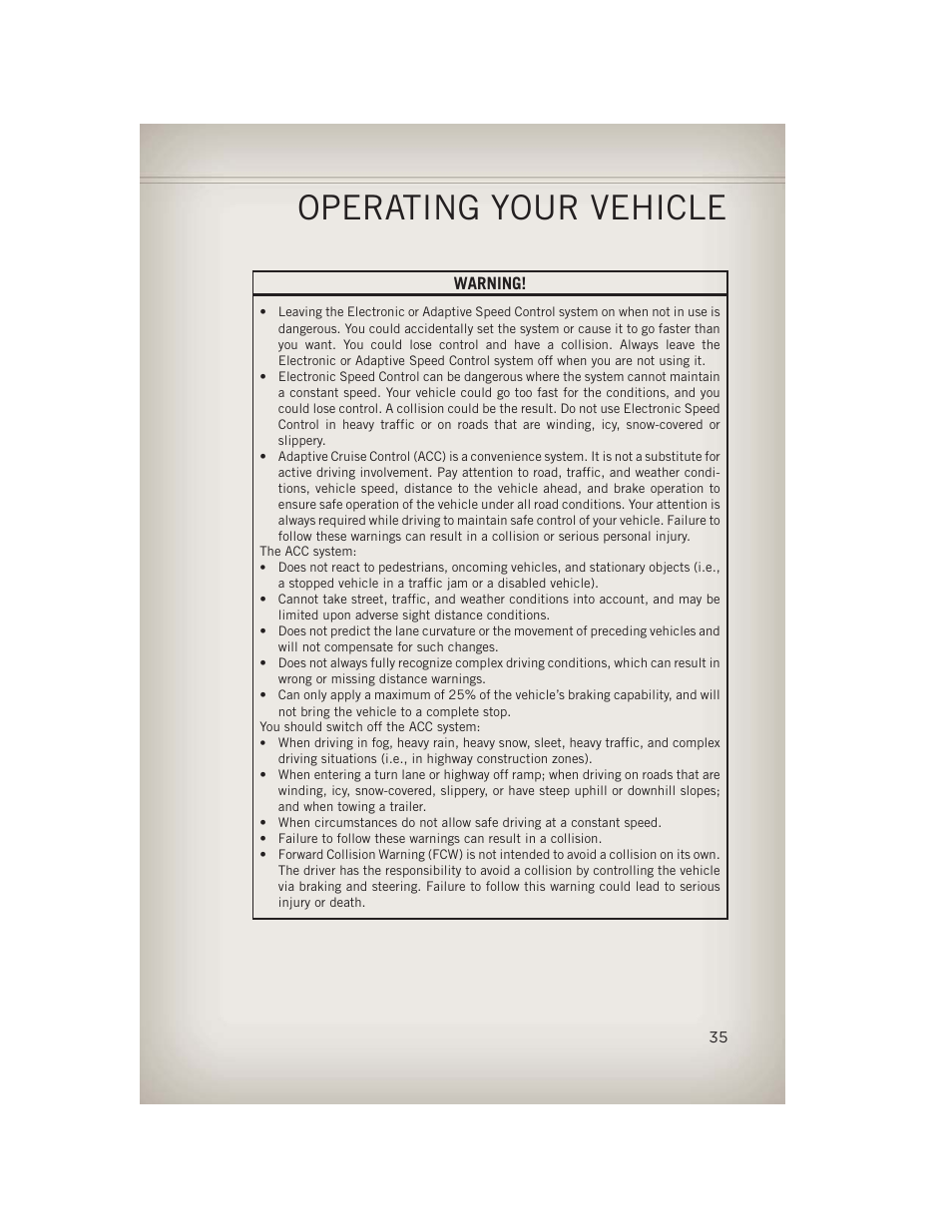 Operating your vehicle | Jeep 2013 Grand Cherokee - User Guide User Manual | Page 37 / 148