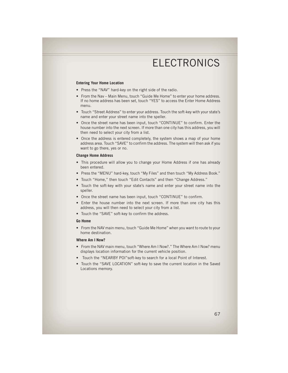 Electronics | Jeep 2013 Grand Cherokee - User Guide User Manual | Page 69 / 148