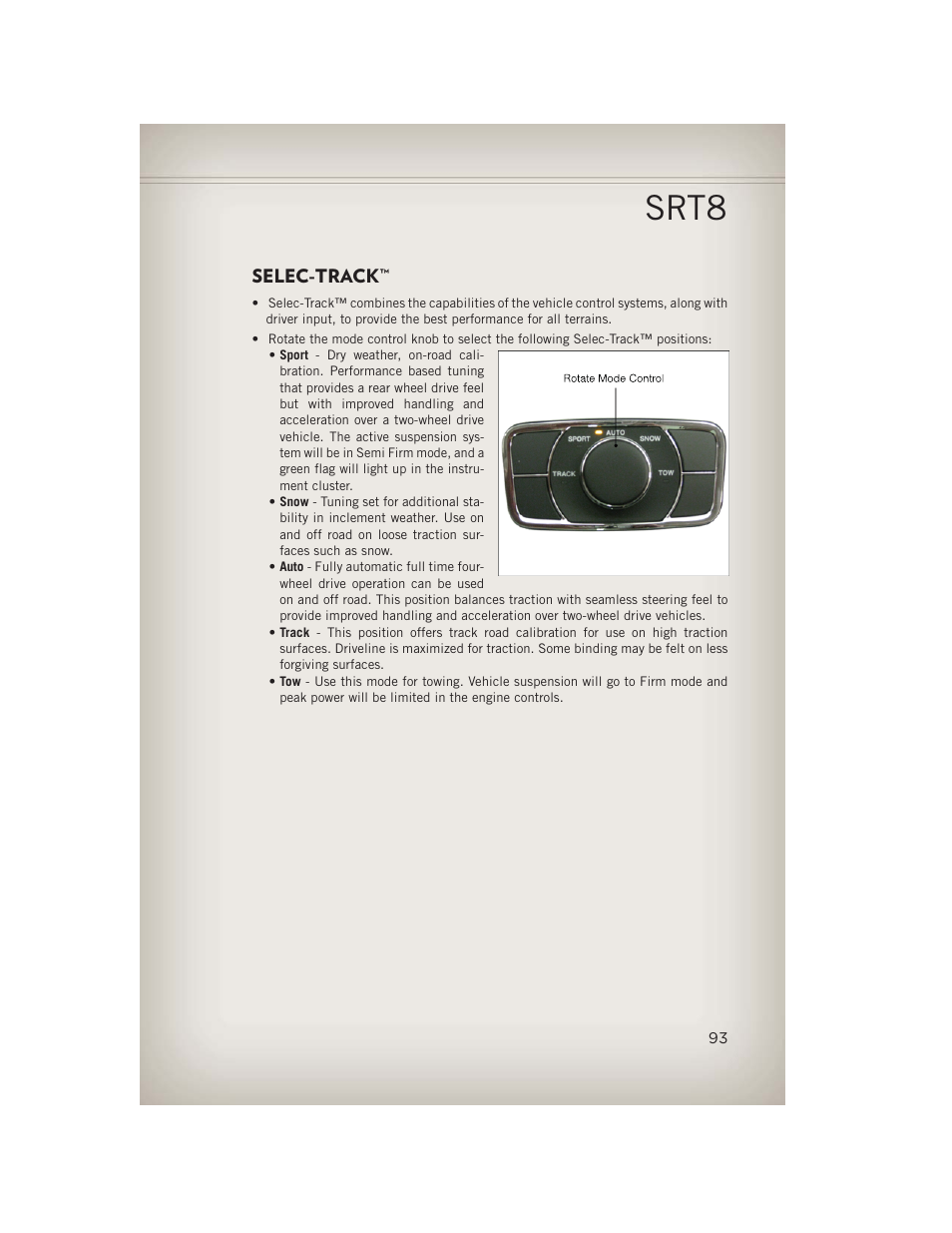 Selec-track, Srt8 | Jeep 2013 Grand Cherokee - User Guide User Manual | Page 95 / 148