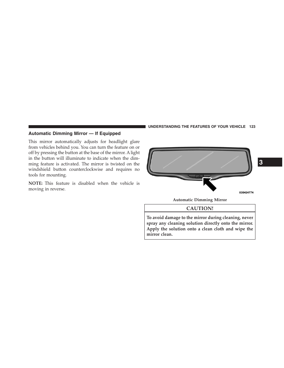 Automatic dimming mirror — if equipped | Jeep 2013 Grand Cherokee - Owner Manual User Manual | Page 125 / 704