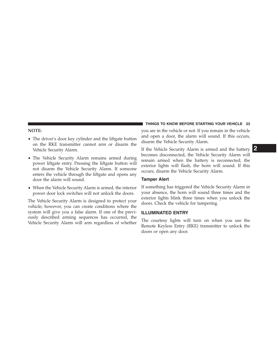 Tamper alert, Illuminated entry | Jeep 2013 Grand Cherokee - Owner Manual User Manual | Page 25 / 704