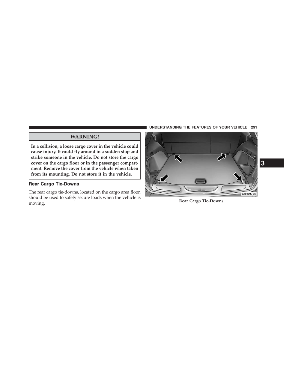 Rear cargo tie-downs | Jeep 2013 Grand Cherokee - Owner Manual User Manual | Page 293 / 704