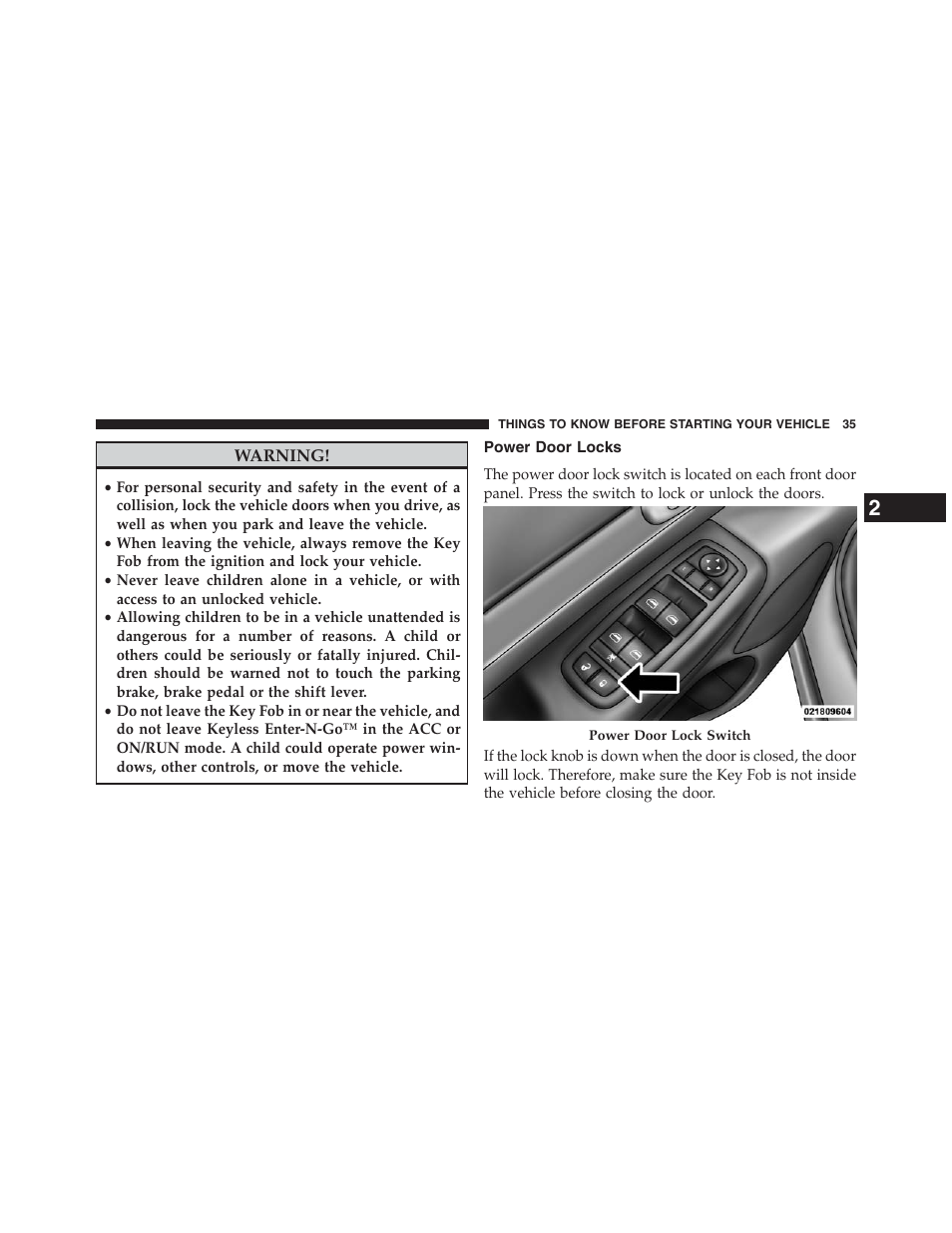 Power door locks | Jeep 2013 Grand Cherokee - Owner Manual User Manual | Page 37 / 704