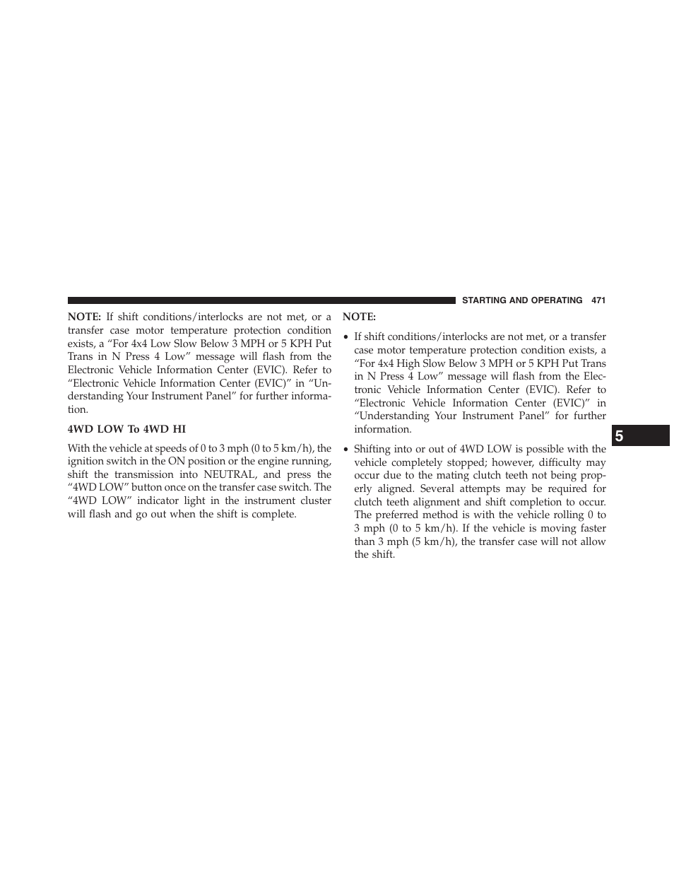 4wd low to 4wd hi | Jeep 2013 Grand Cherokee - Owner Manual User Manual | Page 473 / 704
