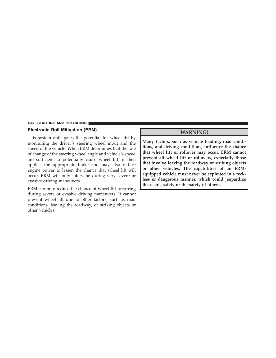 Electronic roll mitigation (erm) | Jeep 2013 Grand Cherokee - Owner Manual User Manual | Page 498 / 704
