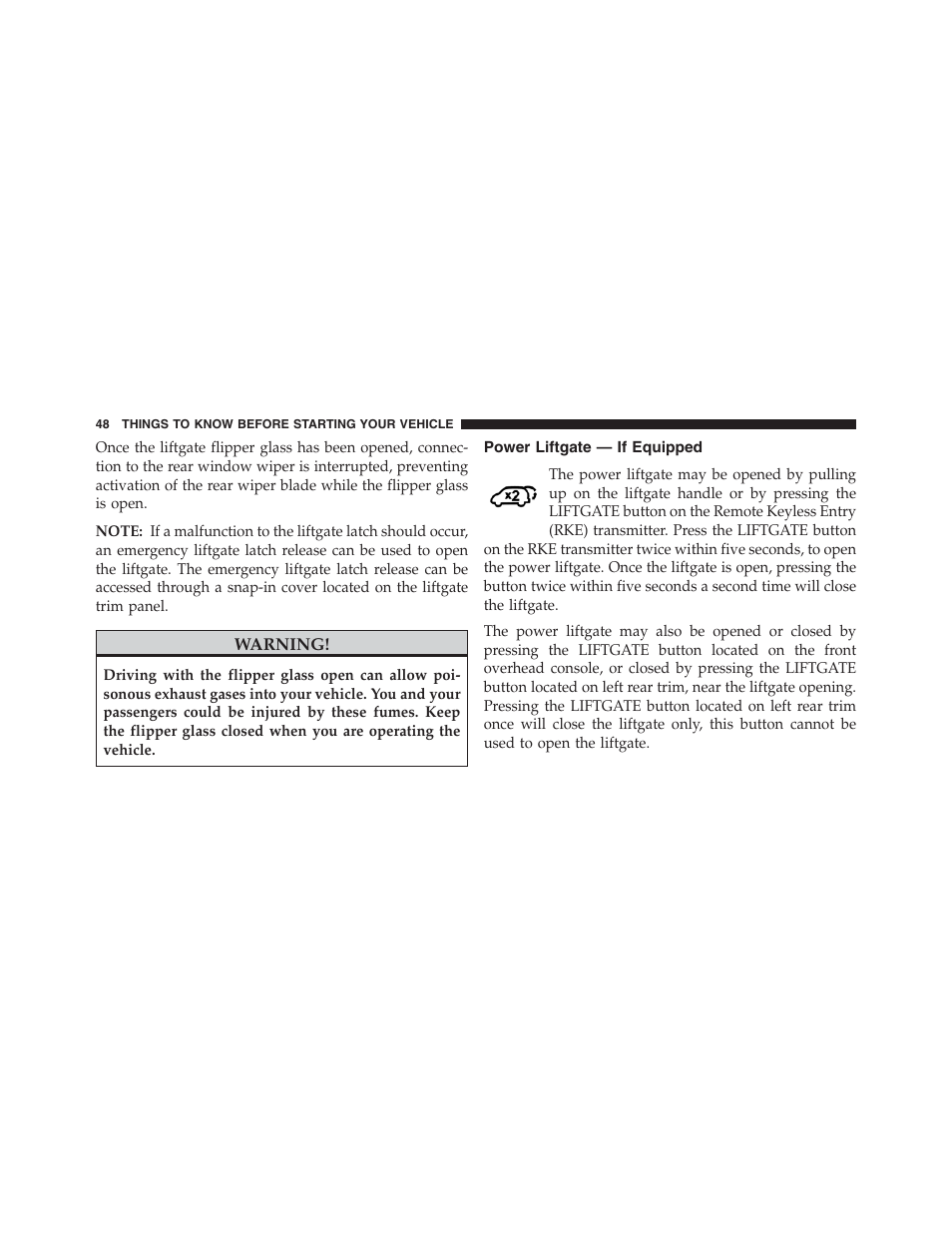 Power liftgate — if equipped | Jeep 2013 Grand Cherokee - Owner Manual User Manual | Page 50 / 704