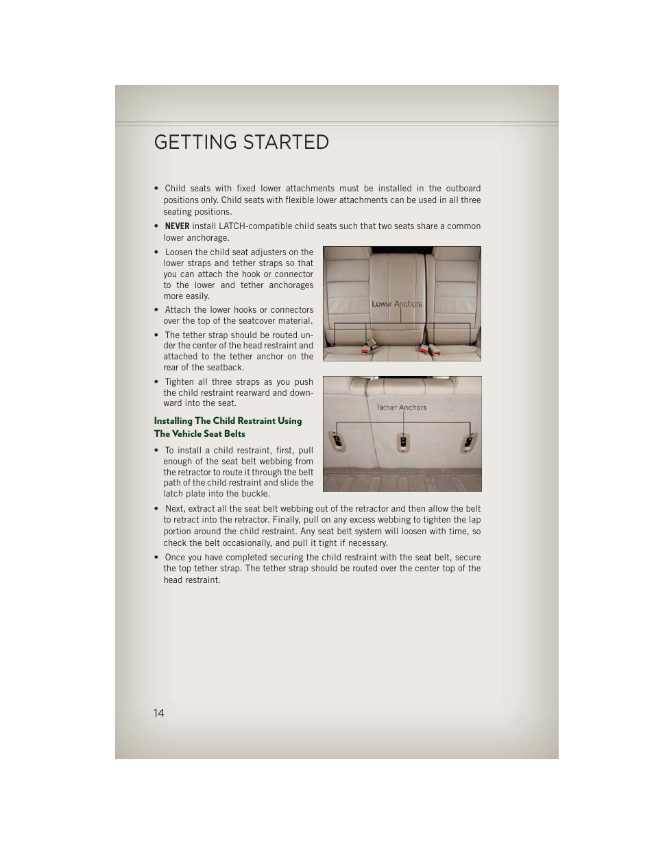 Getting started | Jeep 2013 Patriot - User Guide User Manual | Page 16 / 108