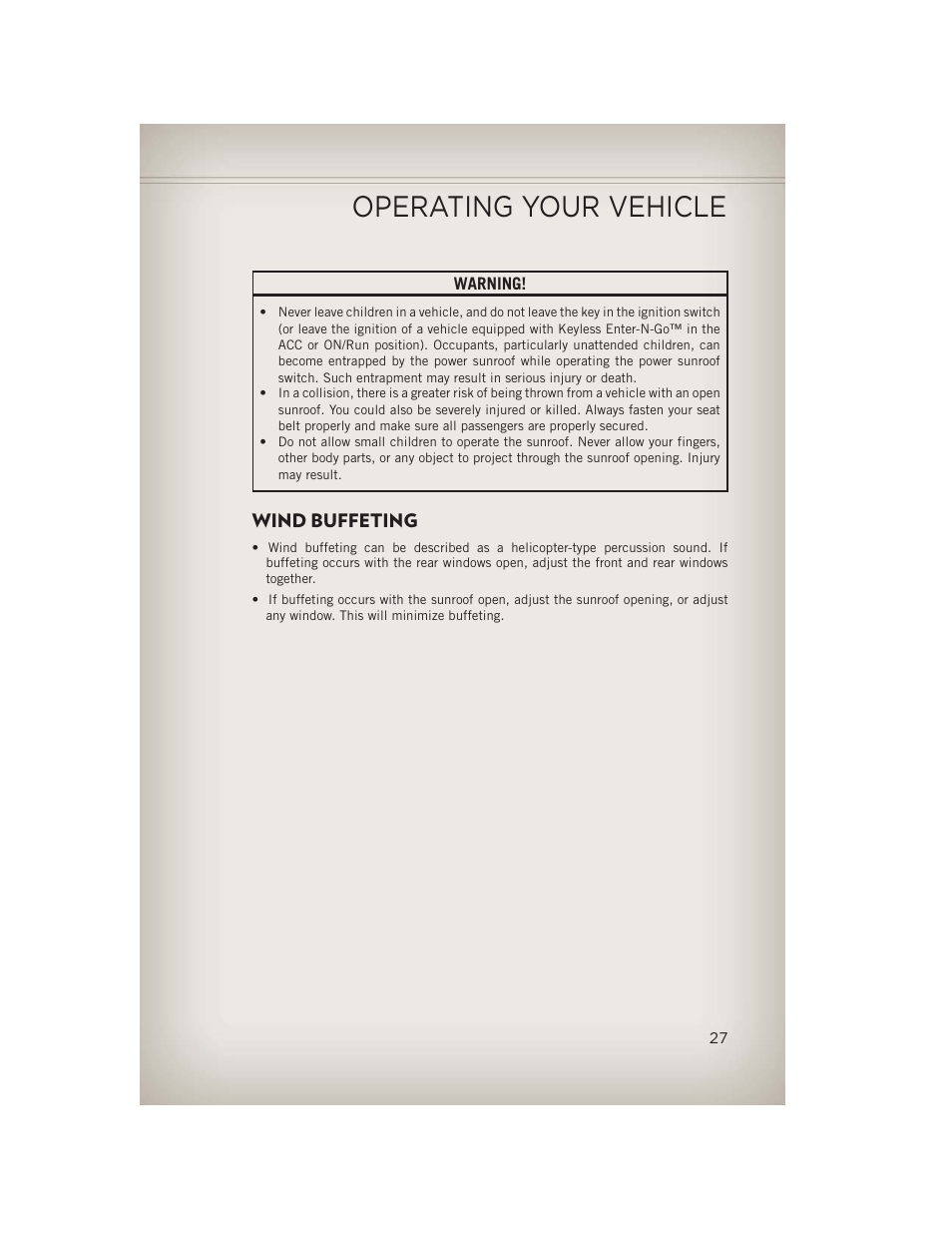 Wind buffeting, Operating your vehicle | Jeep 2013 Patriot - User Guide User Manual | Page 29 / 108