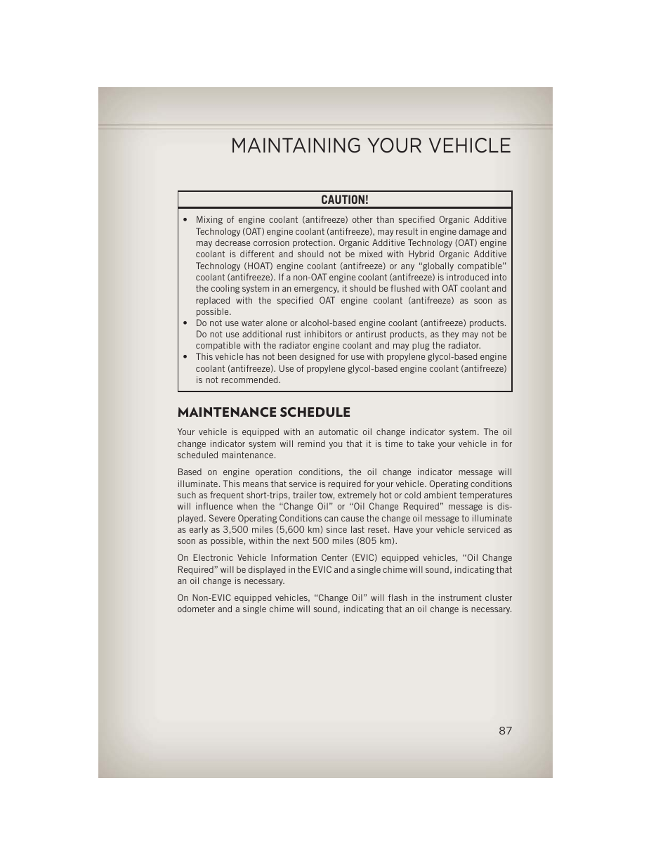 Maintenance schedule, Maintaining your vehicle | Jeep 2013 Patriot - User Guide User Manual | Page 89 / 108