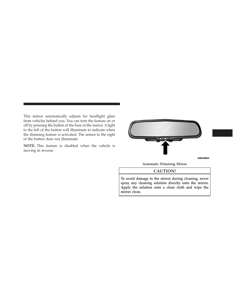 Automatic dimming mirror — if equipped | Jeep 2013 Wrangler - Owner Manual User Manual | Page 115 / 666