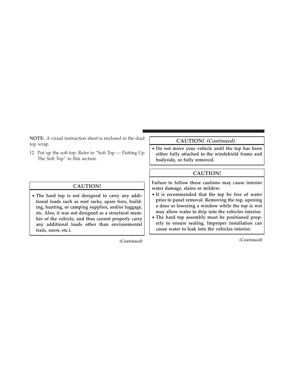 Freedom top™ three-piece modular, Hard top — if equipped | Jeep 2013 Wrangler - Owner Manual User Manual | Page 208 / 666