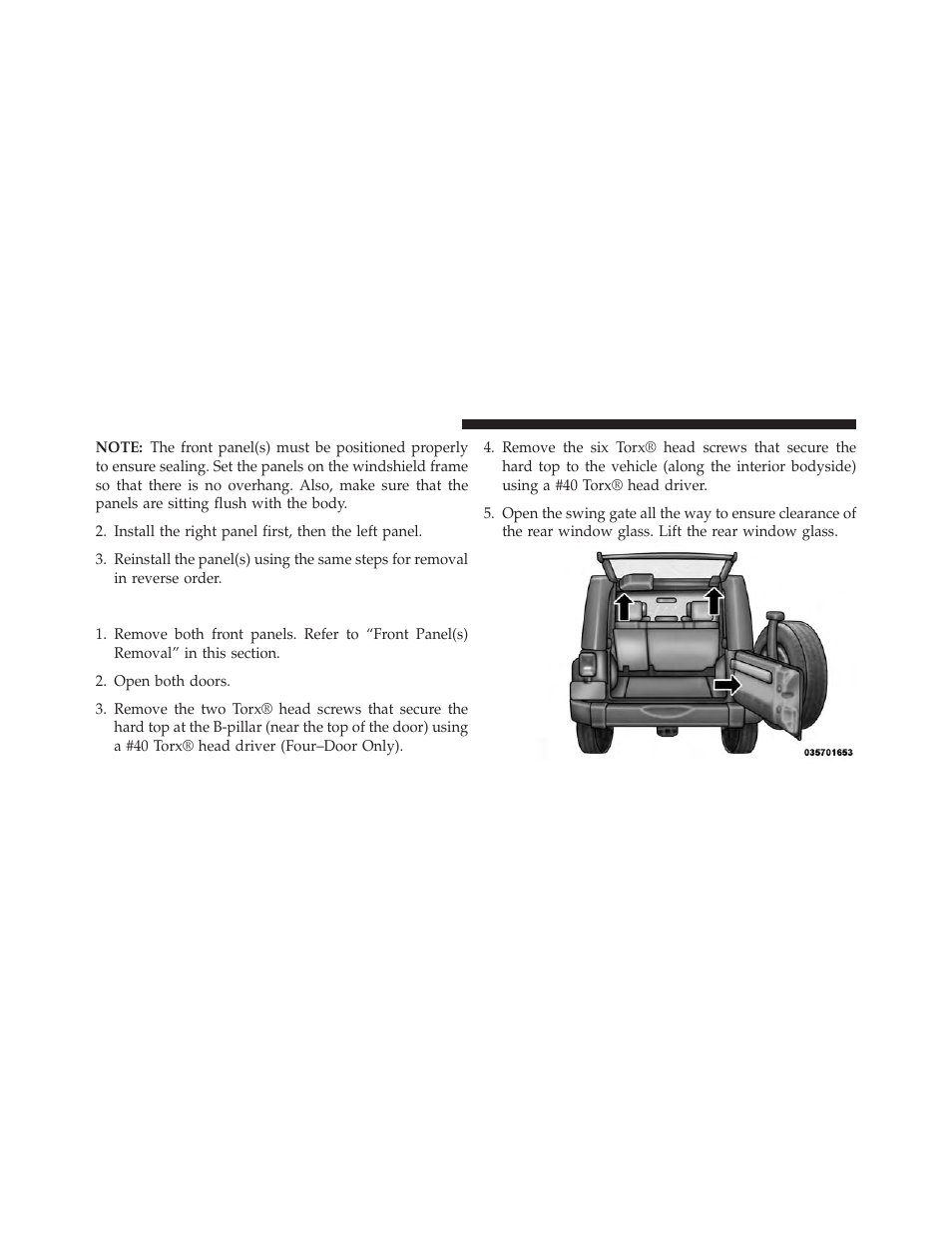 Rear hard top removal | Jeep 2013 Wrangler - Owner Manual User Manual | Page 216 / 666