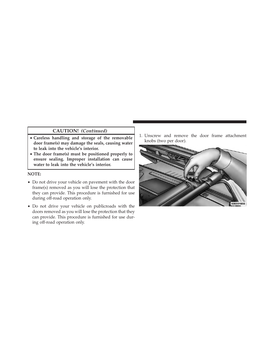 Door frame removal | Jeep 2013 Wrangler - Owner Manual User Manual | Page 220 / 666