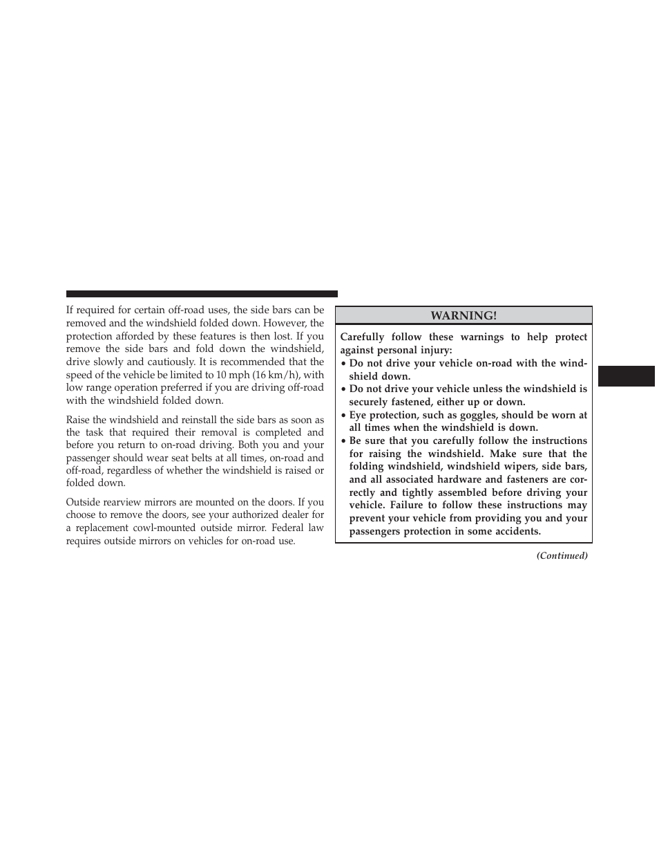Jeep 2013 Wrangler - Owner Manual User Manual | Page 293 / 666