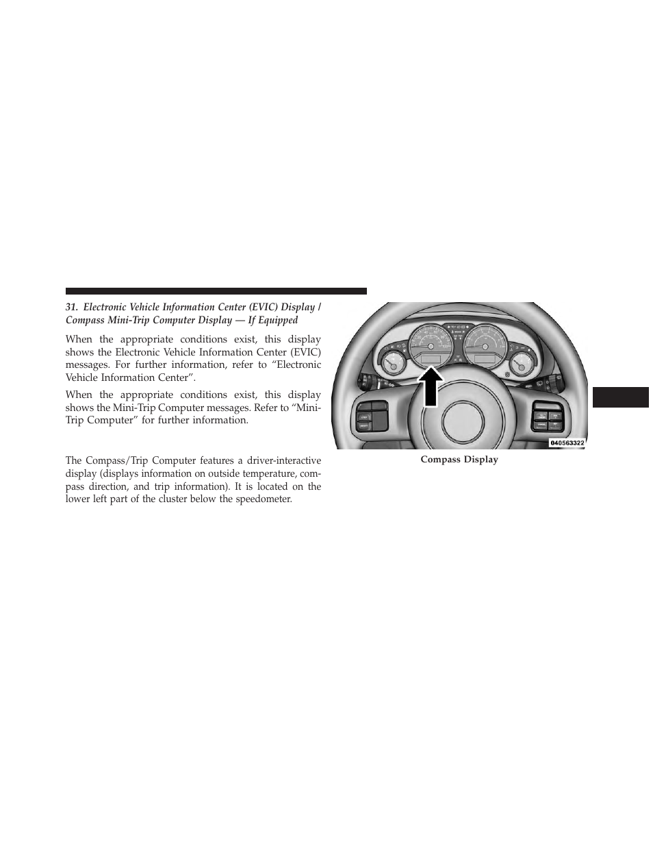 Compass and trip computer — if equipped, Compass and trip computer — if, Equipped | Jeep 2013 Wrangler - Owner Manual User Manual | Page 321 / 666