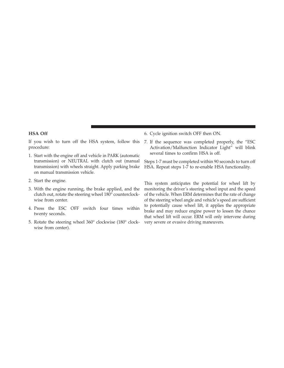 Hsa off, Electronic roll mitigation (erm) | Jeep 2013 Wrangler - Owner Manual User Manual | Page 468 / 666