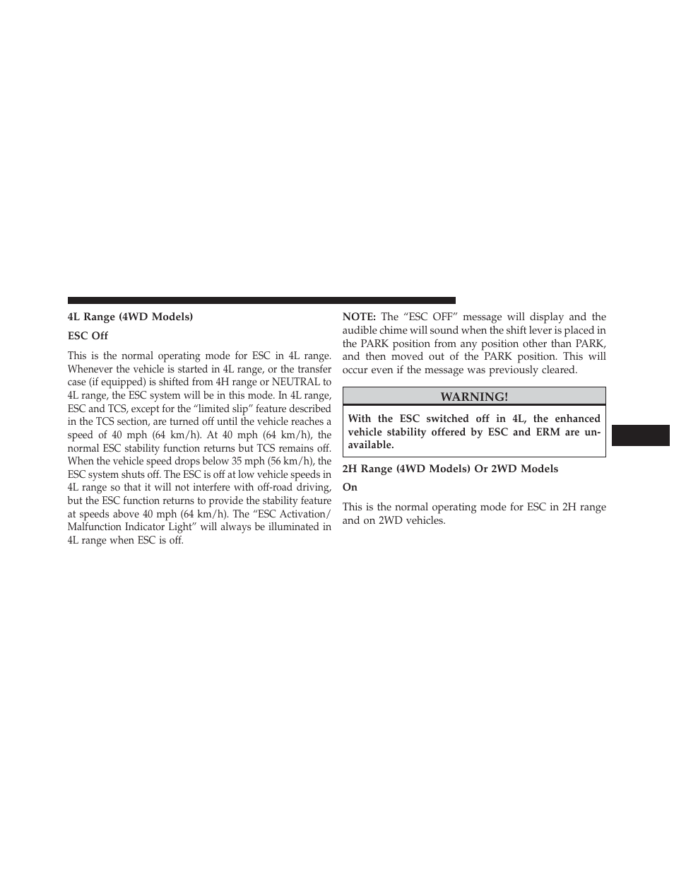4l range (4wd models), 2h range (4wd models) or 2wd models | Jeep 2013 Wrangler - Owner Manual User Manual | Page 473 / 666