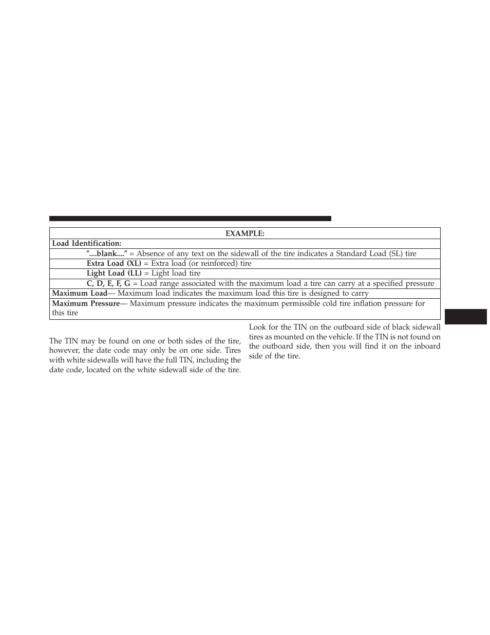 Tire identification number (tin) | Jeep 2013 Wrangler - Owner Manual User Manual | Page 481 / 666