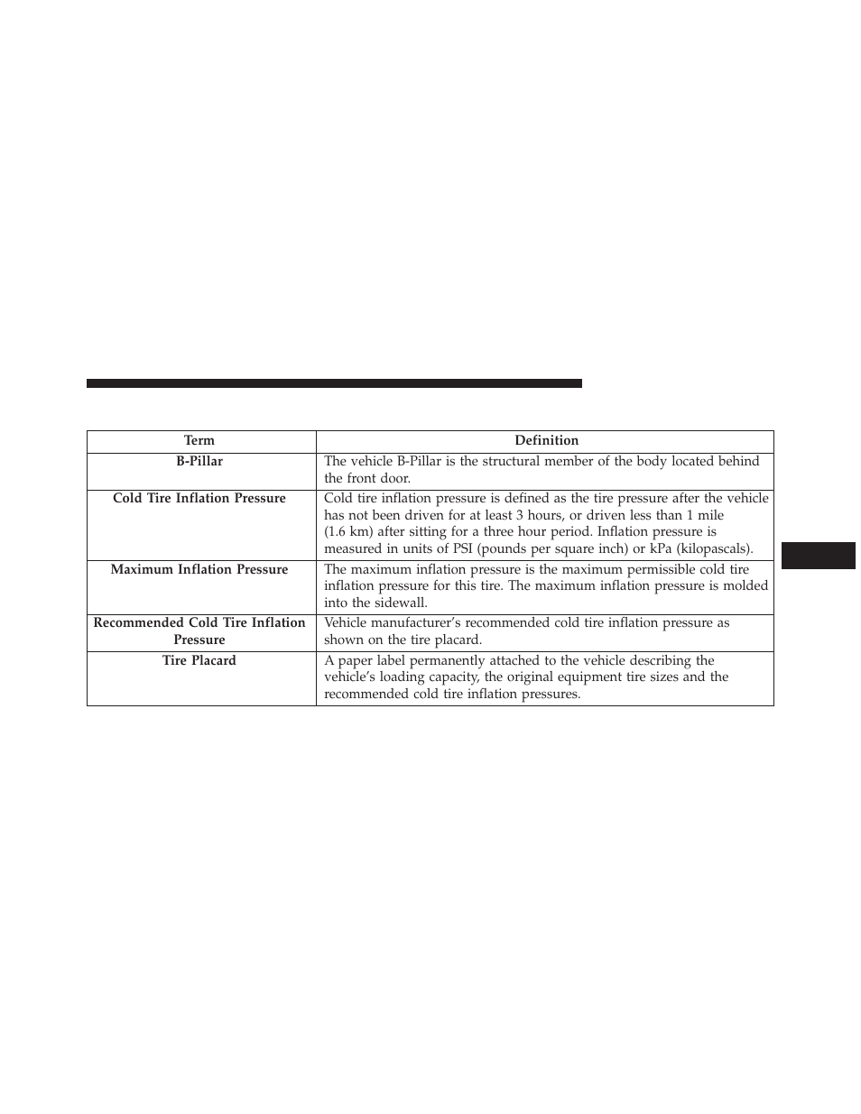 Tire terminology and definitions | Jeep 2013 Wrangler - Owner Manual User Manual | Page 483 / 666