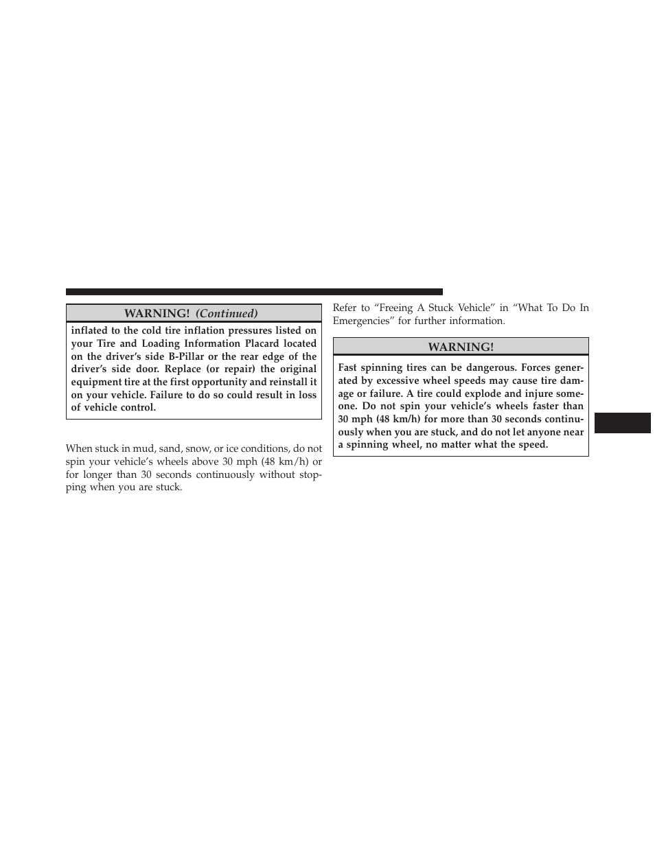 Tire spinning | Jeep 2013 Wrangler - Owner Manual User Manual | Page 497 / 666
