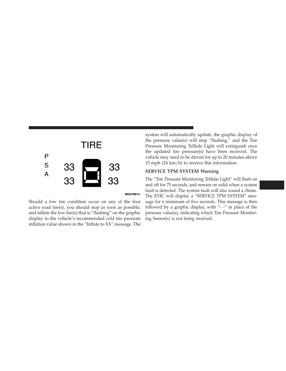 Service tpm system warning | Jeep 2013 Wrangler - Owner Manual User Manual | Page 511 / 666