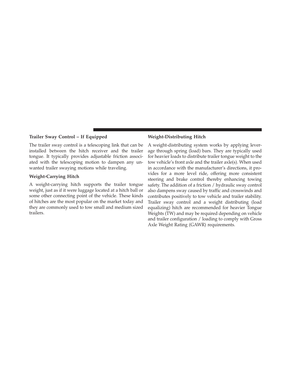 Trailer sway control – if equipped, Weight-carrying hitch, Weight-distributing hitch | Jeep 2013 Wrangler - Owner Manual User Manual | Page 526 / 666