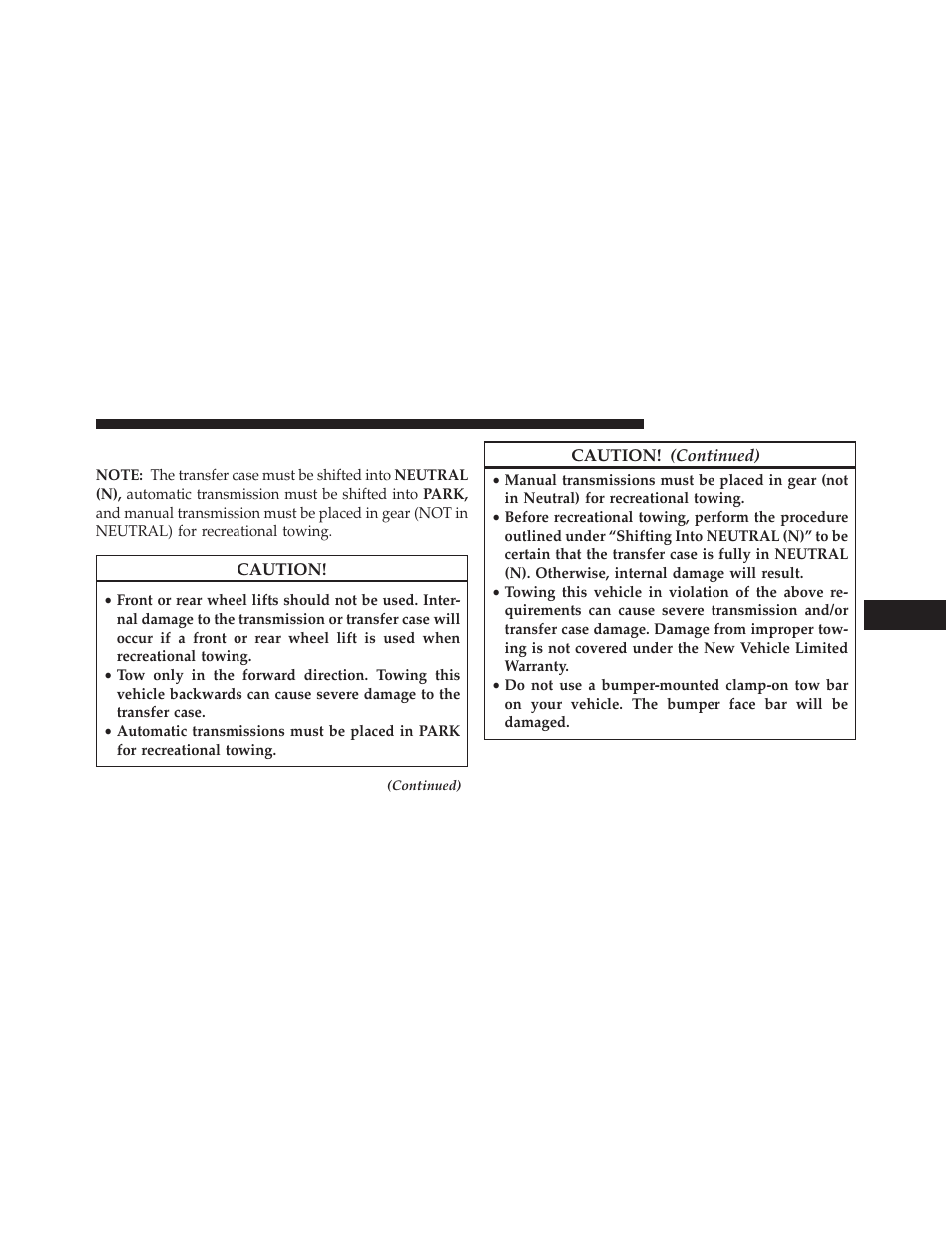 Recreational towing – four-wheel drive models, Recreational towing – four-wheel drive, Models | Jeep 2013 Wrangler - Owner Manual User Manual | Page 543 / 666