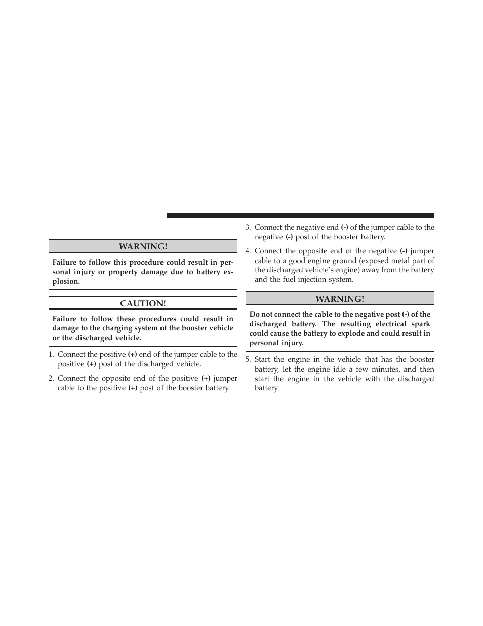 Jump-starting procedure | Jeep 2013 Wrangler - Owner Manual User Manual | Page 560 / 666